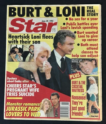 Star Magazine June 29, 1993 Burt & Loni Tabloid Celebrity Foto 1 de 4