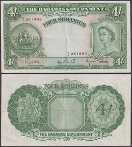 Bahamas - Elizabeth II, 4 Shillings, ND (1953), VF+++, P-13 - Picture 1 of 1