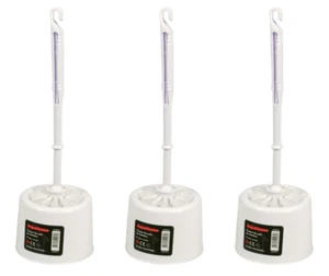 3x SupaHome WC-Bürste & Halter Reinigungsset Kunststoff offenes Design - Weiß - Bild 1 von 1