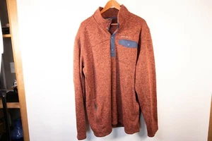 Eddie Bauer Mens T2XL Orange Navy Radiator Fleece Snap Pullover NWOT - Picture 1 of 4