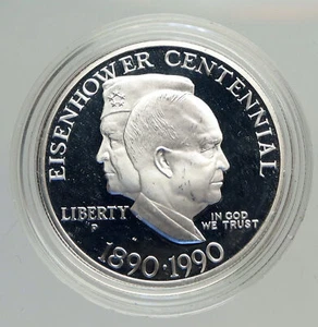 1990 P UNITED STATES USA General President EISENHOWER Proof Silver $ Coin i94211 - Picture 1 of 3