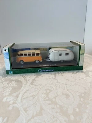 CARARAMA VOLKSWAGEN BUS SAMBA & CAMPER TRAILER MODEL 1:43 148 14801  2002 - Image 1 of 4