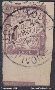 COLONIES GENERALES : TAXE N° 23 RRR CACHET TOUBA COTE D'IVOIRE DU 27 SEPT 10 - Picture 1 of 2
