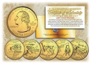 2002 GOLD U.S. Mint State Quarters * Complete Set of 5 Coins * with Capsules - Picture 1 of 2