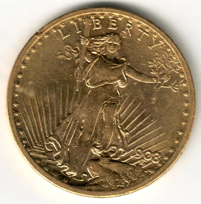 USA - 1908P - $20 Saint Gaudens - Double Eagle, no motto #10658 - Image 1 of 2
