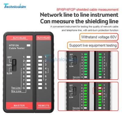 RJ45 RJ11 LAN Network Cable Tester Ethernet Network Telephone Line Detector New - Bild 1 von 4