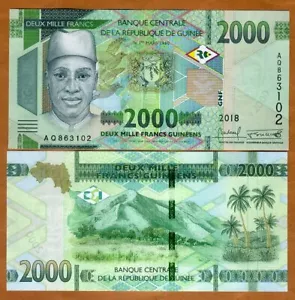 Guinea, 2000 francs, 2022, P-W48A, UNC New Design, New Denomination - Picture 1 of 1