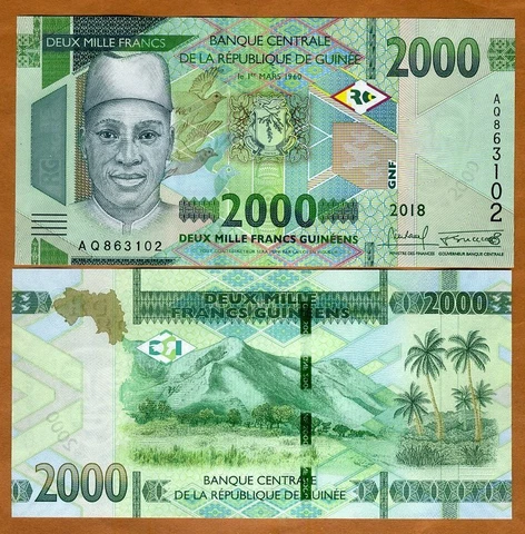 Guinea, 2000 francs, 2018 (2019), P-New, UNC New Design, New Denomination Cover