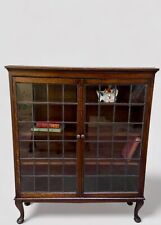 Antique Large Victorian Oak Floor Bookcase Cabinet, Lead Glazed Doors/Circa 1870