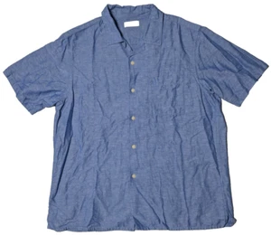 UNIQLO LINEN BLEND - Herrenhemd Large Blau Kurzarm mit Knöpfen - Bild 1 von 13