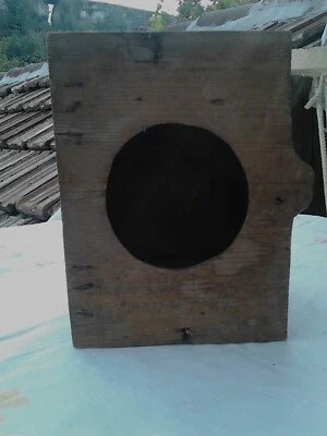 ANTIQUE PRIMITIVE OLD  WOODEN WALL HANGING CLOCK BOX - Image 1 of 4