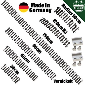 Gleise vernickelt gerade 30 60 90 cm gebogen R3 + Verbinder kompatibel mit SpurG - Bild 1 von 13