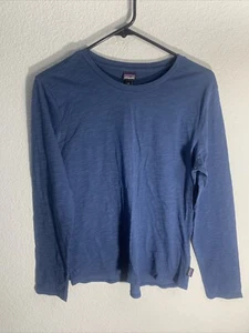 Camisa Patagonia Para Mujer Mediana Azul Gris Manga Larga Algodón Cuello Redondo Informal - Imagen 1 de 5