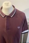 Fred Perry Mens Polo Top Short Sleeved Purple Size Xl