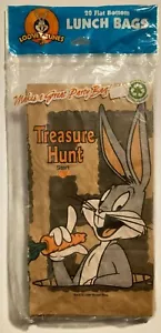 Looney Tunes Bugs Bunny Brown Paper Sacks Lunch Bags New Vtg 1998 Treasure Hunt - Picture 1 of 6