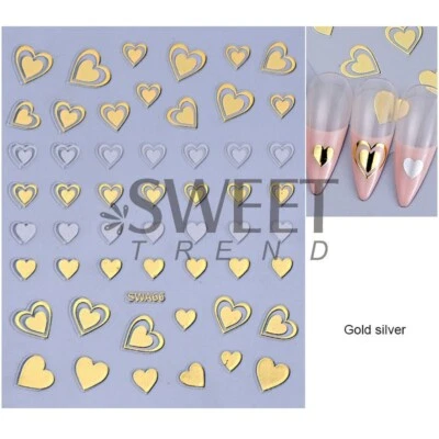 Arte en uñas pegatina corazón estrella de San Valentín calcomanías manicura hágalo usted mismo pelar y pegar NH28 Foto 1 de 4