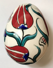 Egg Iznik Design Ceramic Signed Hand Painted 2" Tall MINT Free Postage