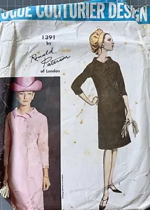 VOGUE 1391 1960's Asymmetric Dress Sewing Pattern. Size 14 - Bust 34”. - Picture 1 of 2