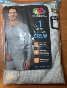 Fruit Of The Loom 1 Men’s Tag Free Long Sleeve Thermal Light Grey Crew XL - Picture 1 of 5