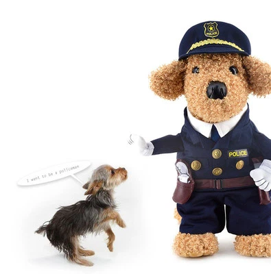 Cachorro Perro Gato Ropa de Navidad Oficial de Policía Uniforme Vacaciones Juegos con disfraces Disfraz Foto 1 de 4