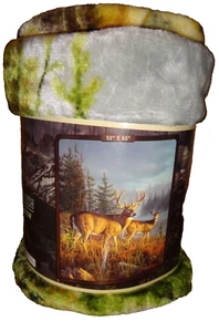 DEER FOREST Royal Plush Throw Soft Silky Fleece Blanket 50" x 60" (127 x 152 cm) - Picture 1 of 6