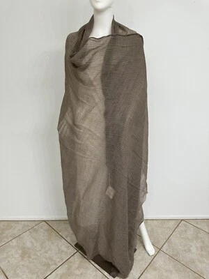 Brunello Cucinelli 100% 羊绒披肩 Cafe Au Lait 浅棕色 60 英寸 x 90 英寸全新带标签 — 第 1/4 张图片