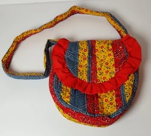 Vintage 70s Handmade Quilted Hippie Shoulder bag Purse 9" X 9" no sign of use - Picture 1 of 6
