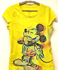 Mickey Mouse Graffiti Art JUNIORS SIZE XL Yellow Graphic T-Shirt Laughing Mickey