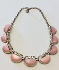 Vintage pink moonglow lucite and silvertone choker necklace