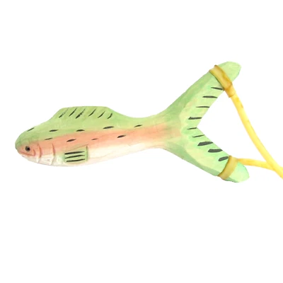Wooden Fish Hand Carved Slingshot High Power Rubber Band Toy - Image 1 of 4