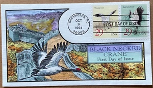 #2867/68 Black Necked Crane Subscriber only FDC Hand-Painted Collins SCARCE - Picture 1 of 2