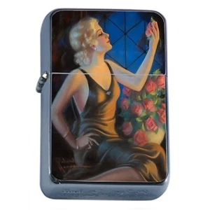 Vintage Flapper Pinup ILLUSTRATION Oil Lighter - Picture 1 of 4