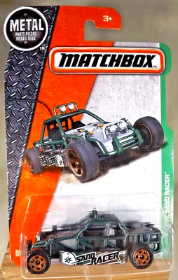 2016 Matchbox 110/125 Explorers MBX SAND RACER Green-Gray w/Brown 6 SpokeUtility - Image 1 of 4