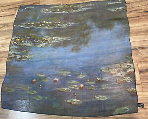 Art Institute Of Chicago Monet Water Lillies By Gouda VTG Scarf Made In USA