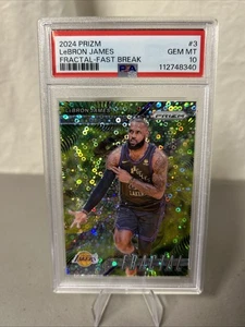 PSA 10 2024-25 Panini Prizm - Fractal LeBron James #3 Fast Break Prizm Disco - Picture 1 of 2