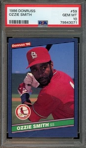 1986 Donruss #59 Ozzie Smith HOF GEM-MT PSA 10 St. Louis Cardinals 3071 - Picture 1 of 2