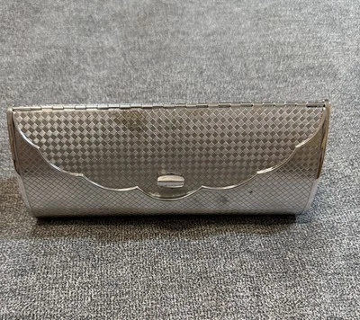 Vintage 1960's Silver Metal Clutch Purse Simon Straw Bags Co. Made in Japan 7.5" - Image 1 of 4