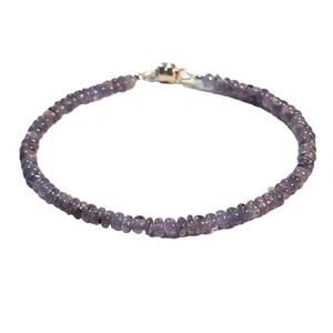 Natural Tanzanite 925 Sterling Silver Bracelet with Magnetic Clasp 7.5" - Picture 1 of 5