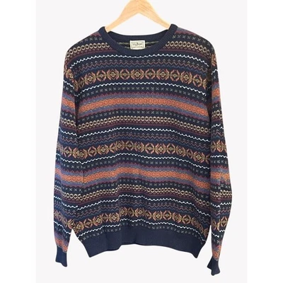 Vintage L.L.Bean Lambswool Fair Isle Sweater Men's M 80s 90s Made in Hong Kong - Image 1 of 4