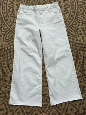 Pantalones de mezclilla Kut from the Kloth Meg Fab AB pierna ancha tiro alto dobladillo crudo blancos talla 8 usados en excelente estado 🔥 Foto 1 de 4