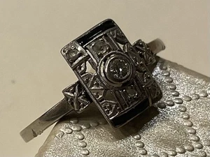 Art Deco Weissgold 585 Diamanten Onyx - Bild 1 von 11