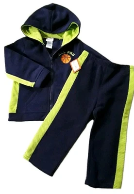 Kidgets Full Zip Up Fleece 2 Pc Outfit Boys Size 24 Month Blue NWT - Image 1 of 4