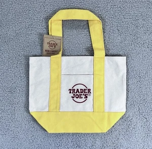 Trader Joe’s Mini Canvas Tote Bag Yellow  Hottest It Bag Limited 🛍️ - Picture 1 of 3