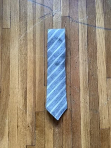 Luxe Oxxford Clothes Beige/Gray/White Striped Neck-Tie,100% Cashmere,MINT - Picture 1 of 4