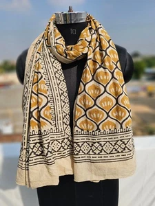 Hand Block Print Scarves Cotton Sarong Soft & Breathable Sarongs Scarf Cover Up - Picture 1 of 7