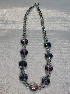 Aurora Borealis Crystal necklace 20” Length-BEAUTIFUL - Picture 1 of 19