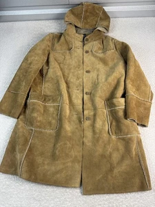 Abrigo GAP Mujer XL Marrón Gamuza Cuero Sherpa Forrado Con Capucha Botón Bolsillos Frontales - Imagen 1 de 5