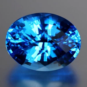38,51 ct grandios aussehender oval (21,98 x 17,12 mm) Brasilien Schweizer Blautopas Edelstein - Bild 1 von 3
