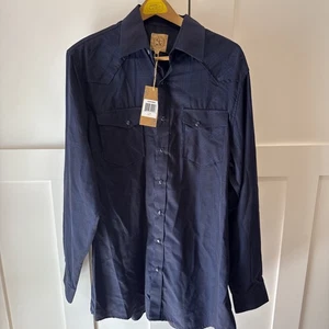 Camicia western GC blu uomo LT manica lunga blu perla a scatto nuova con etichetta - Foto 1 di 10