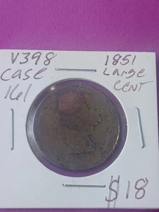 1851 Large Cent Braided Hair 1c US Antique Copper Penny Coin - Bild 1 von 3